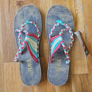 Plaka Handwoven‎ Braided Strappy Sandals Beach Boho Oceanside Americana Womens 9